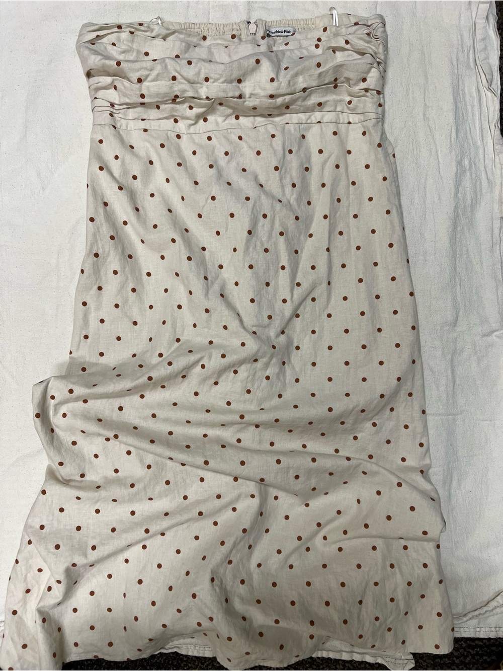 Abercrombie & Fitch Cream Maxi Skirt with Rust Polka Dots